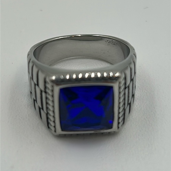 1001- Blue Handmade Men's Ring Size 8 NWT - Picture 3 of 8